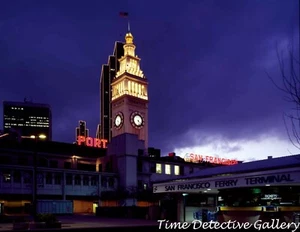 Das Fährgebäude bei Nacht, San Francisco, Kalifornien - Giclée-Fotodruck - Bild 1 von 1