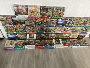 Large Lot Of 40 Brand New Jigsaw Puzzles 40 Boxes New