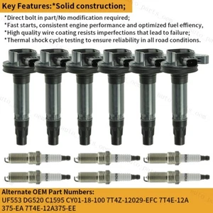 6 piezas bobina de encendido UF553 y bujía de iridio real para 11-16 Ford Edge 3.5L 3.7L - Imagen 1 de 12