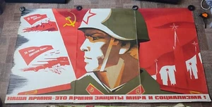 Soviet original triptych poster Red Army Peace USSR URSS - Picture 1 of 9