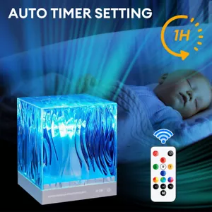 Dynamic Rotating Water Ripple Projector Night Light 17 Colors Flame Crystal Lamp - Picture 1 of 22