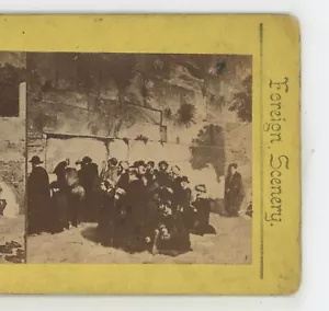 Jewish People before the Wall of Solomon Palestine Stereoview - Picture 1 of 3