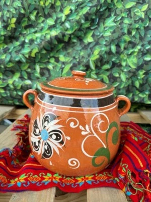 Olla Frijolera De Barro Tonalá Con Tapa 3 Litros 1 Galón. Foto 1 de 4