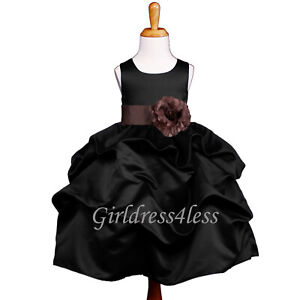 BLACK PICK-UP BABY GIRL PARTY WEDDING FLOWER DRESS 6M 12M 18M 2 4 6 8 10 12