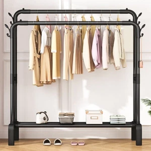 Doppelstange Kleiderständer Schwerlast Kleiderständer mit 4 Haken für Schlafzimmer - Bild 1 von 12