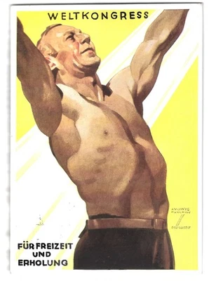 WW2 WWII German Third Reich used postcard Weltkongress 1936 - Image 1 of 2