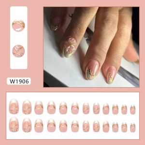 24pcs Oval False Nails French Press on Nails Manicure Fake Nails Women - Picture 1 of 4