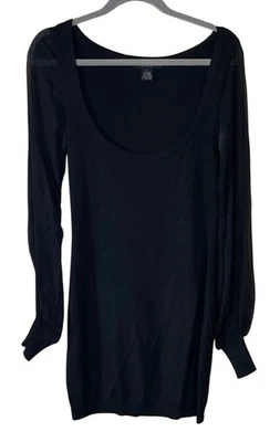 Vestido Arden B Bodycon Negro Manga Transparente Seda Cóctel Mini Talla S Pequeño Foto 1 de 4