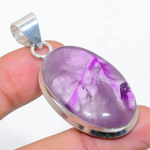 Sage Amethyst Gemstone Handmade 925 Sterling Silver Jewelry Pendant 1.97" Q687 - Picture 1 of 2