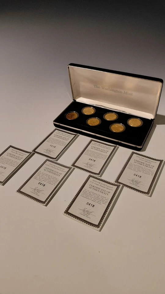 2009 DC US Territories Quarters 24k Gold Layered Set of 6 Uncirculated Coins COA - Image 1 of 4