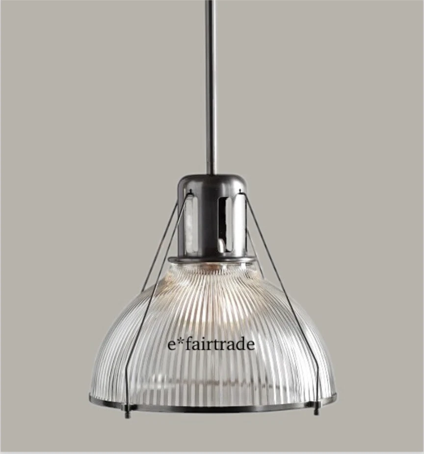 NEW IN BOX Pottery Barn Body Oversized 18" Ribbed Glass Pendant~Bronze Finish - Image 1 of 1