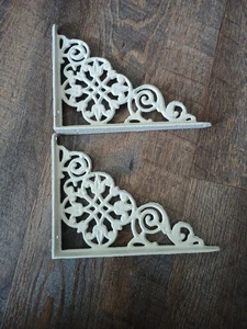 2 staffe mensola in ghisa nuovo stile vintage bianco 7,5" x 6" mensole libro parete - Foto 1 di 2