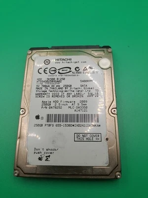 Apple OEM Hitachi 2.5" 9.5mm Hard Drive 250 GB 5400 RPM 655-1550C - Image 1 of 3