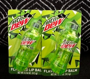 2pk MOUNTAIN DEW FLAVORED LIP BALM MTN DEW BOTTLE TASTE BEAUTY LIP GLOSS .16 LOT - Picture 1 of 7
