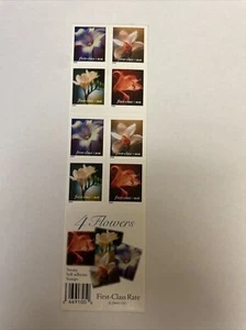 4 Flowers Booklet of 20 Stamps - Picture 1 of 2