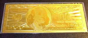24 KARAT UNITED STATES 100 DOLLAR - COLLECTIBLE NOTE, COMES IN HARD SLAB HOLDER - Picture 1 of 11