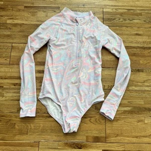Cotton On  Lydia One Piece Marble Pastel Swimsuit 50+ UV Protection Size 11-12 - Picture 1 of 6