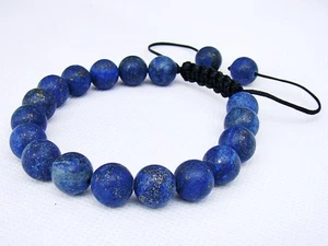 Men's Beaded Bracelet all 10mm LAPIS LAZULI gemstone natural beads frosted matt - Picture 1 of 1