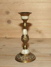 Vintage hand crafted floral brass/mop candlestick