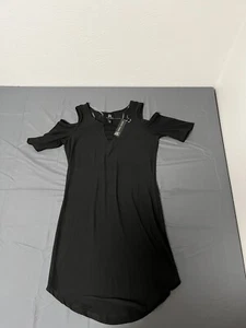 Derek Heart Womens Black Medium Short Sleeve Cold Shoulder Dress - Picture 1 of 8