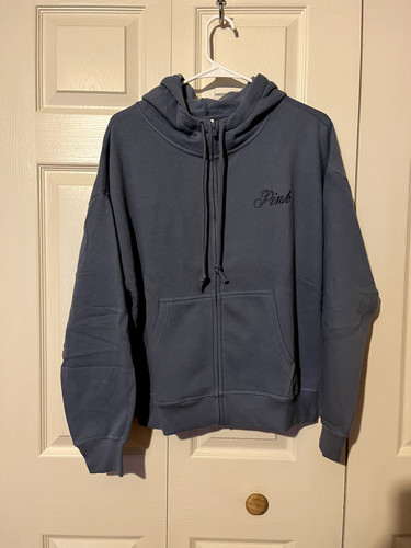 UNDERCOVER Felpa con cappuccio Victoria's Secret ROSA blu edera pile campus cerniera intera ~ taglia SMALL ~ nuova con etichette