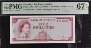 1960 Jamaica 5 Dollars P51Ad UNC PMG 67 - Picture 1 of 2