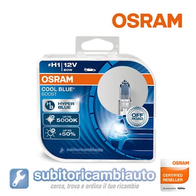 COPPIA LAMPADE OSRAM H1 COOL BLUE BOOST 5000K 12V 80W 62150 CBB HCB - Immagine 1 di 3