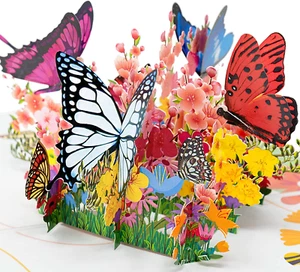 Butterflies Pop Up Card , Birthday Pop Up 3D Greeting Card, For Mothers Days, - Picture 1 of 7