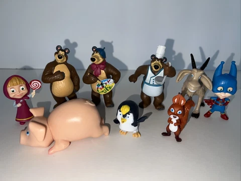 Masha And The Bear (Set of 9 PCS) Cake Topper, Action Figures, Toy Dolls Gift Cover
