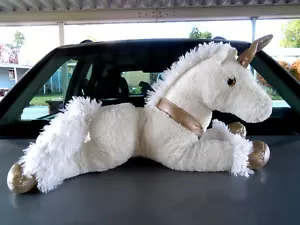 Large White and Gold plush stuffed Unicorn Horse 26" - Picture 1 of 7