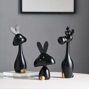 Luxury Bunny Statue Modern Animal Sculpture Deer Rabbit Figurine Easter - Picture 1 of 12