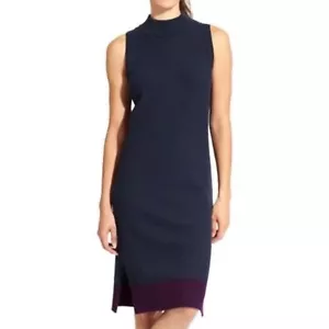 Athleta Navy Blue & Purple Winterlude Wool Sleeveless Midi Sweater Dress Size L - Picture 1 of 11
