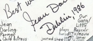 Tarjeta indexada firmada autografiada del programa de televisión Little Rascals de Jean Darling Child Actriz - Imagen 1 de 1