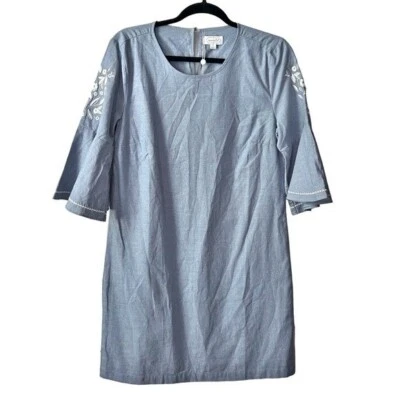 Mud Pie 女式 Michelle 刺绣袖连衣裙小号蓝色新品 — 第 1/4 张图片