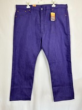 Levis 501 Jeans Mens 46x30 Purple Raw Denim Button Fly Straight Leg Original Fit