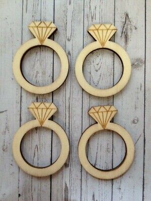 CLEARANCE 10 Natural Wooden Engagement Rings Wedding Card Making Embellishments • 1.18€