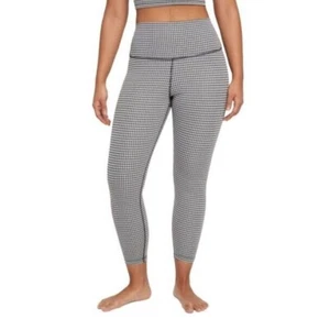 Nike Women's Dri-FIT One Icon Clash Mid-Rise 7/8 Legging XS Black Gingham DA1092 - Picture 1 of 3
