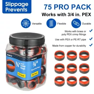 Anillos de crimpado EFIELD 75 PIEZAS 3/4" cobre PEX con tope final, paquete profesional - Imagen 1 de 4