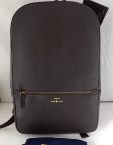 NWT Authentic POLO RALPH LAUREN Dark Brown Leather Backpack Size Large - Picture 1 of 21