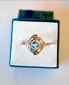Bague topaze sky blue argent 925 T 60 - Imagen 1 de 15
