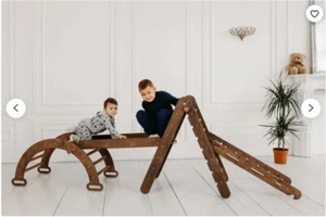 4 in 1 Indoor Play Equipment for Kids, Montessori Climbing Triangle-Wooden net - Picture 1 of 7