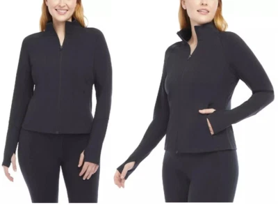 Chaqueta de yoga Danskin Contour para mujer cremallera completa buceo negra sal atletismo talla: L, XL Foto 1 de 4