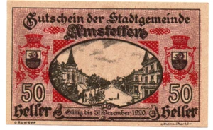 bn 34 Notgeld Provisorische Banknote Österreich Amstetten - 50 Heller -1920 - Bild 1 von 2