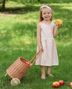 NEW wicker toy trolley storage basket wicker gurney toy basket toy carriage - Picture 1 of 2