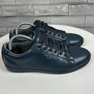 ZAPATOS DEPORTIVOS TED BAKER THEEYO Cuero Para Hombres 9 Azul Oscuro LONDRES Diseñador Raro - Imagen 1 de 10
