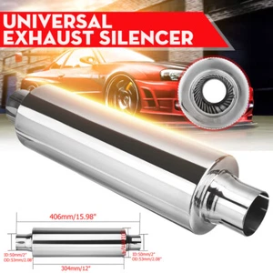 SILENZIATORE SCARICO INOX UNIVERSALE AUTO MARMITTA TERMINALE DI SCARICO Ø 50mm - Foto 1 di 9
