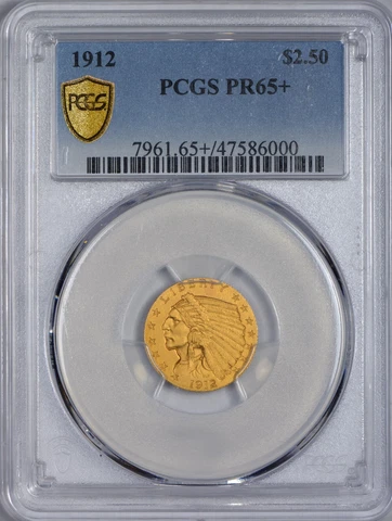 1912 $2.50 Gold Liberty Head PCGS PR65+ Outstanding Matte Proof - Rare! POP 1/22 Cover