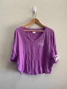 PINK Victoria's Secret Dolman Bat Wing Oversized T-Shirt XS / Small Purple - Picture 1 of 4