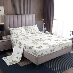Farm Animals Sheet Set Full Size Wild Western Cowboy Bedding Set 4Pcs for Kid... - Picture 1 of 7