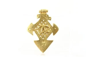Chanel 94p 24k Gold Plated CC Cross Brooch Pin 39cc722s - Picture 1 of 11